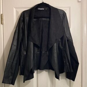 Bagatelle Women's Black Leather Waterfall Jacket